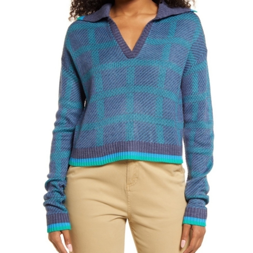 BP NEW Cropped long sleeve checked sweater XS
